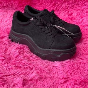 Zara fabric black platform sole sneakers NWT size 6.5